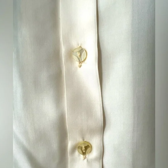 Vtg silk Christian Dior for Saks Fifth Avenue-Vintage Cream Women's Blouse- - Picture 3 of 16